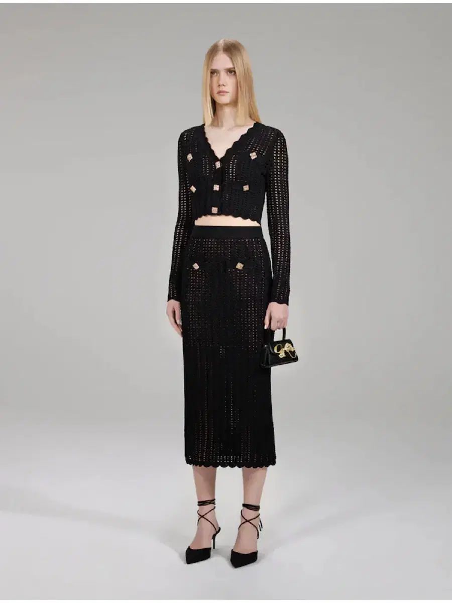 SELF PORTRAIT セルフ ポートレイト クロシェ クロップド カーディガン