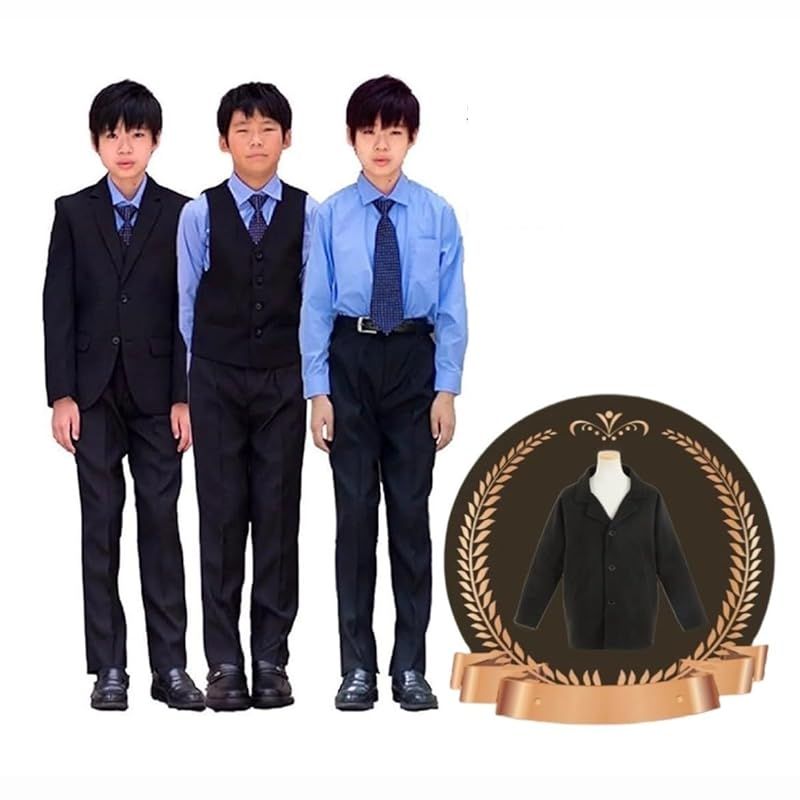 ボーナ ヴィータ 男の子 スーツ 5点 スクールコート ブラック 卒業式 入学式 結婚式 キッズ 黒無地 145 150 155 160 七五三 フォーマル JP 身長 145 145 ブラック