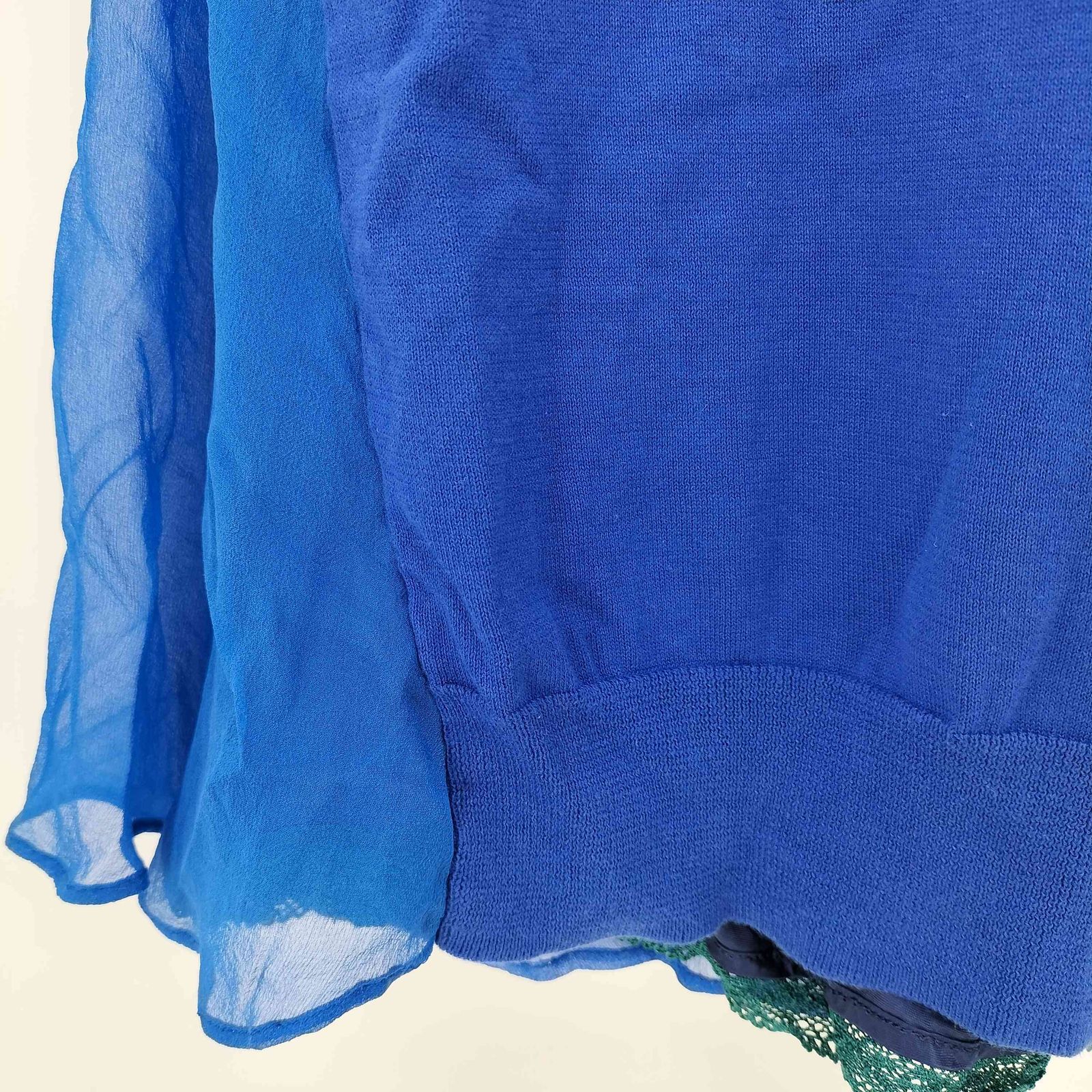 極美品✨サカイ ラック 麻 リネン カットソー シフォン 切り替え バックレース sacai Sacai サカイ シフォン切替 フロントプリント レイヤード