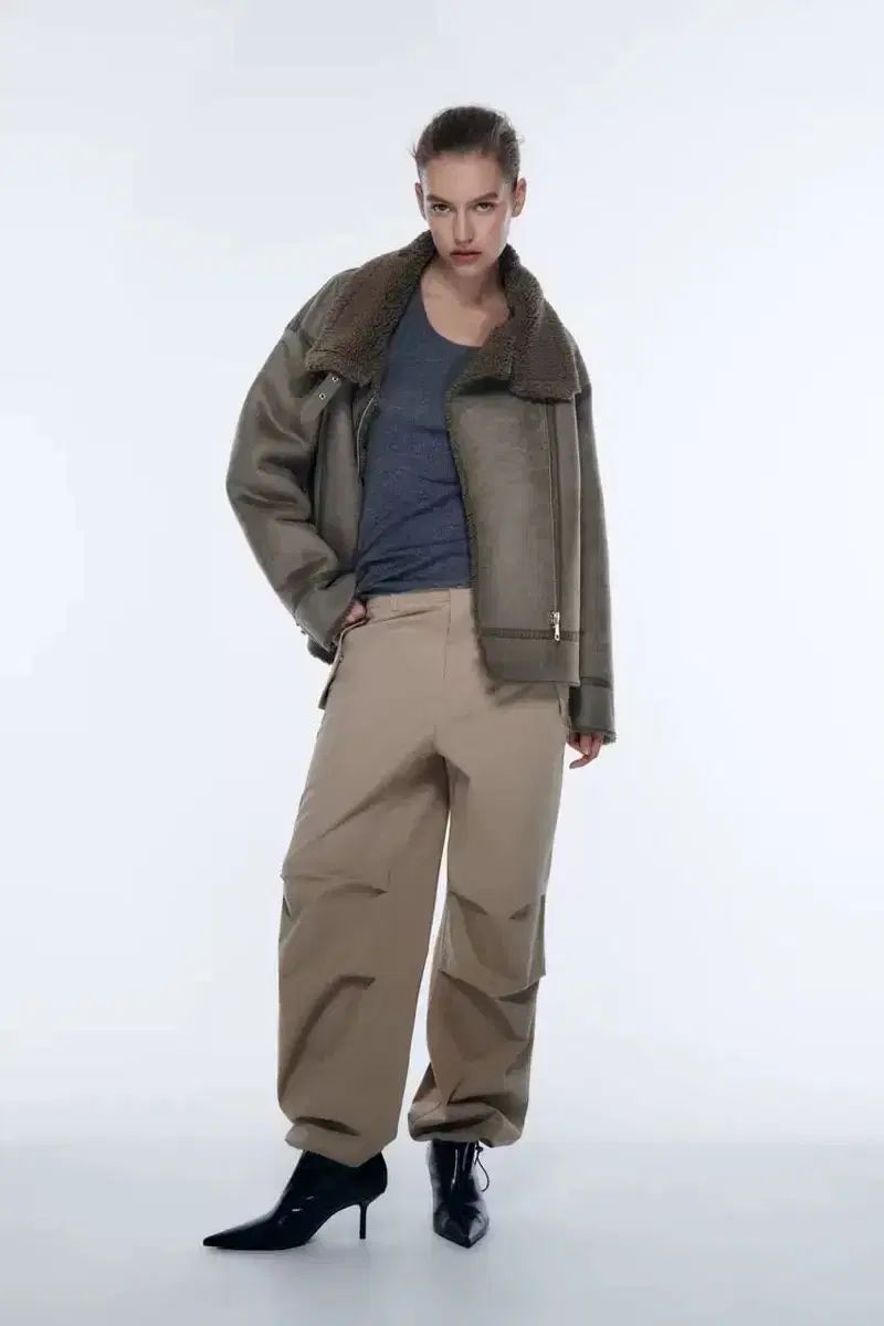 ZARA エコ スエード ダブル 直面している ムートン ブルゾン