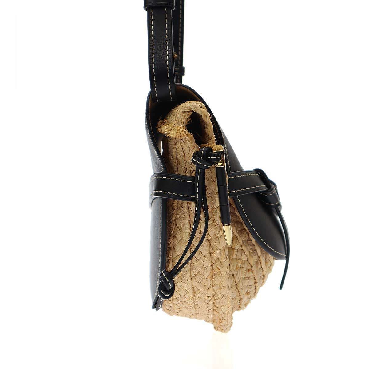 LOEWE ロエベ ゲート ラフィア ショルダーバッグ ナチュラル×ブラック