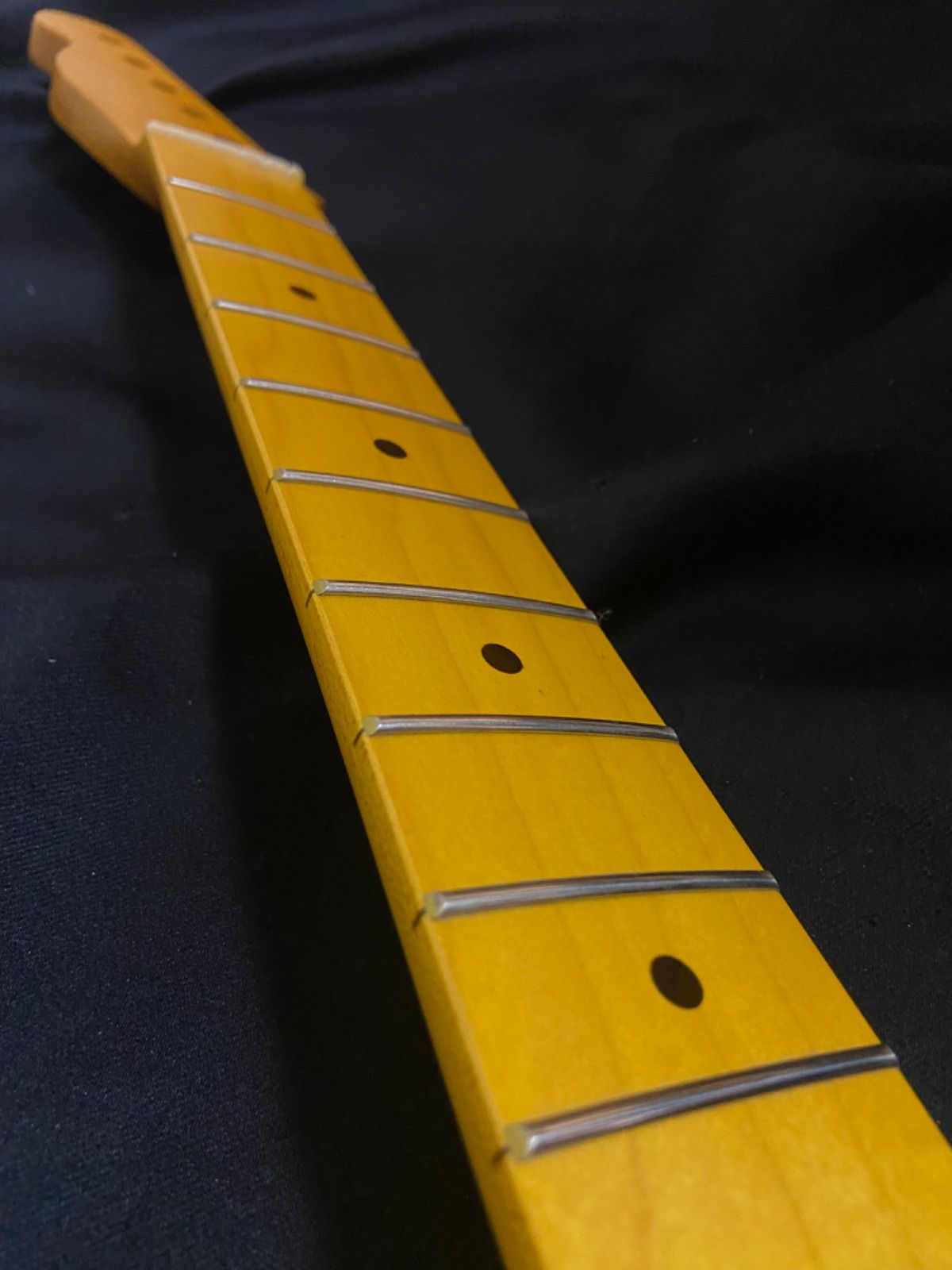 フレット22Fジャンボフレットテレキャスター　レフティ　ギターネック（No123）貼りメイプルビンテージカラー