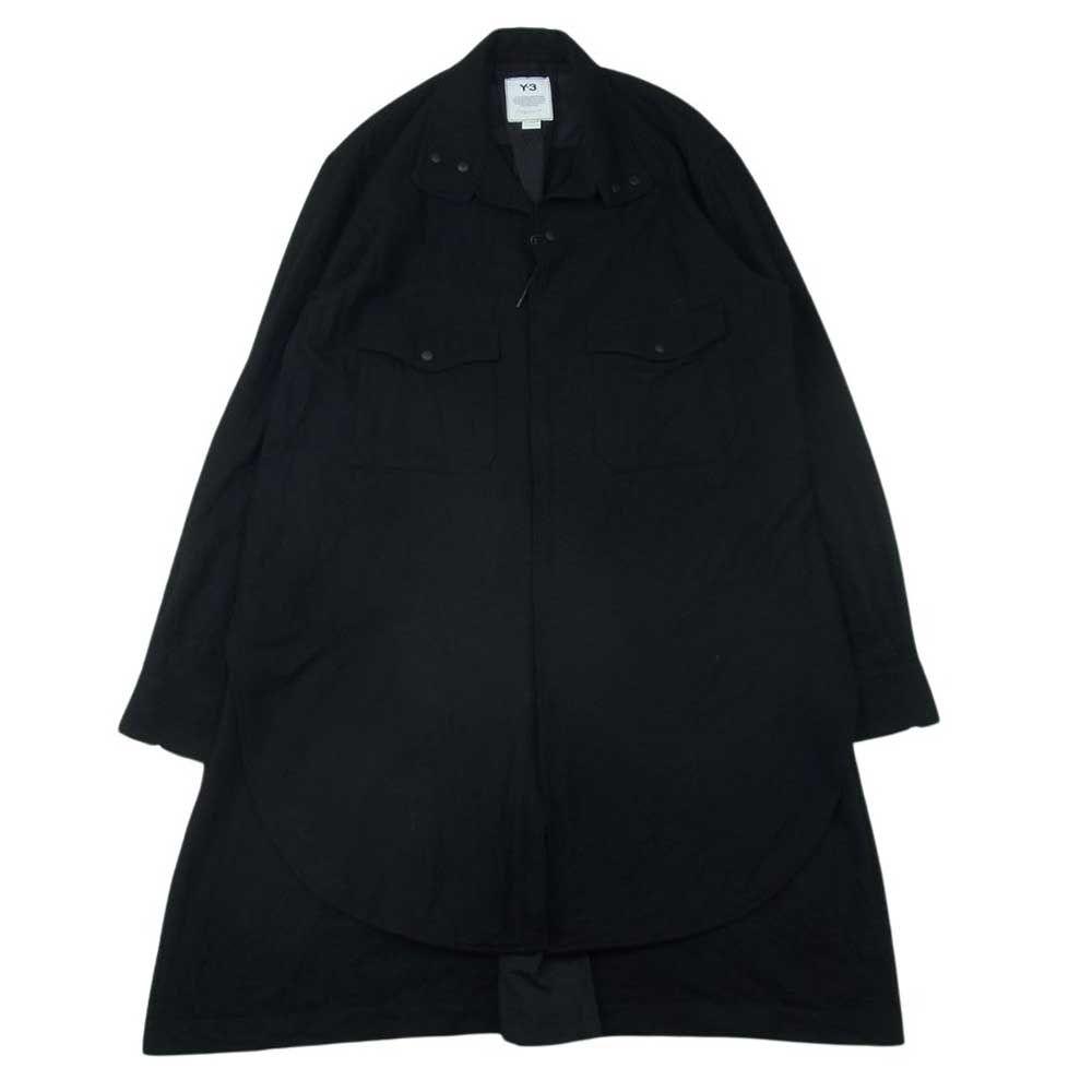 Y-3 Yohji Yamamoto ワイスリー ヨウジヤマモト 20AW GK4572 A2E001 CLASSIC WOOL FLANNEL  SHIRT スタンドカラー ジップアップ ウール ロングシャツ コート ブラック系 M【中古】 - メルカリ