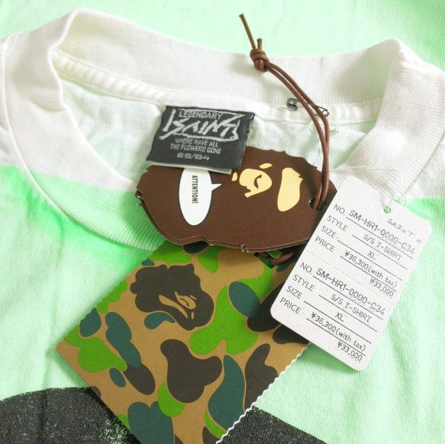 セントマイケル25AW新作APEコラボ BAPE SS TEE 白×グリーンXL SAINT Mxxxxxx × A BATHING APE® セントマイケル × ア
