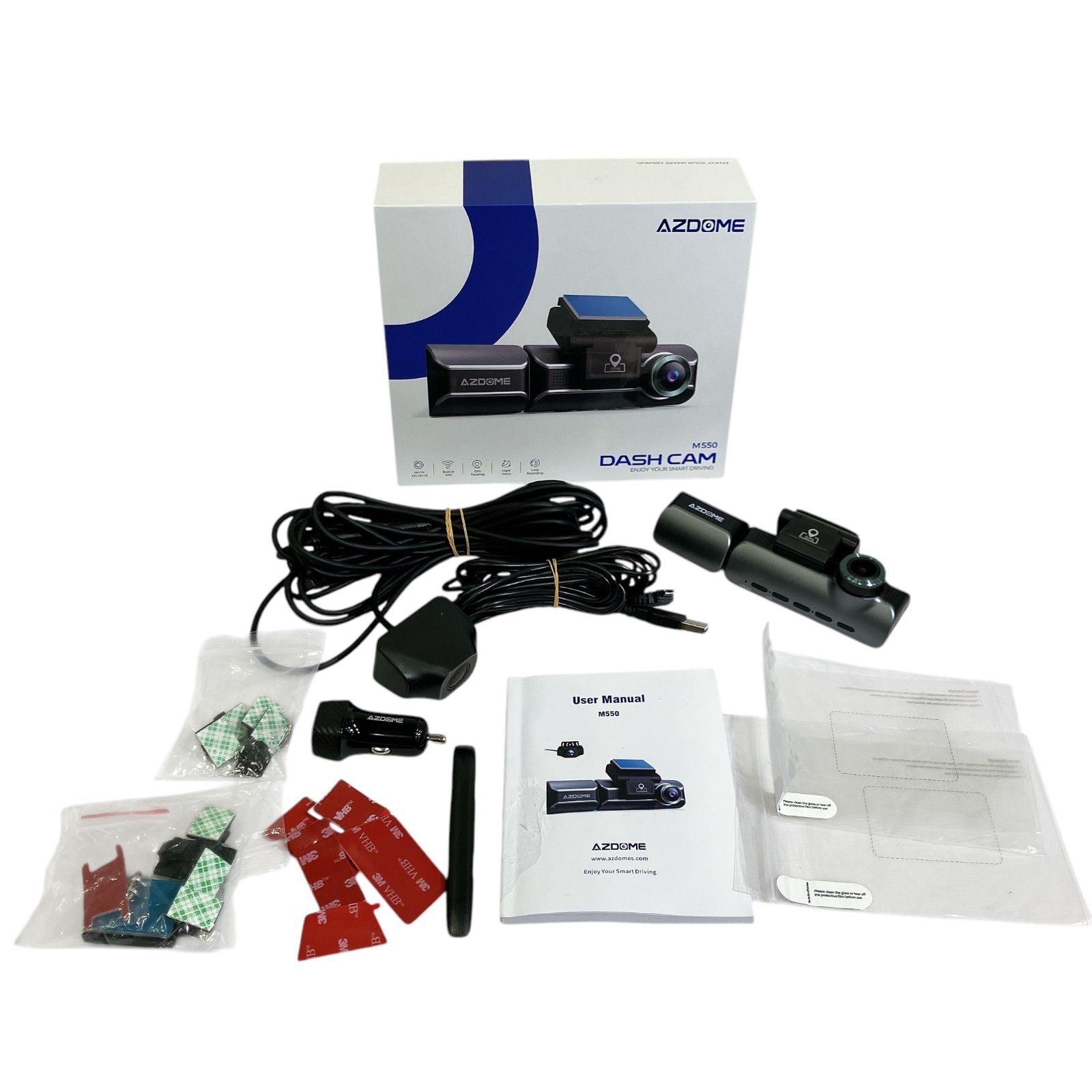 AZDOME M550 3 Channel Dash Cam M550 ドライブレコーダー 前後カメラ 
