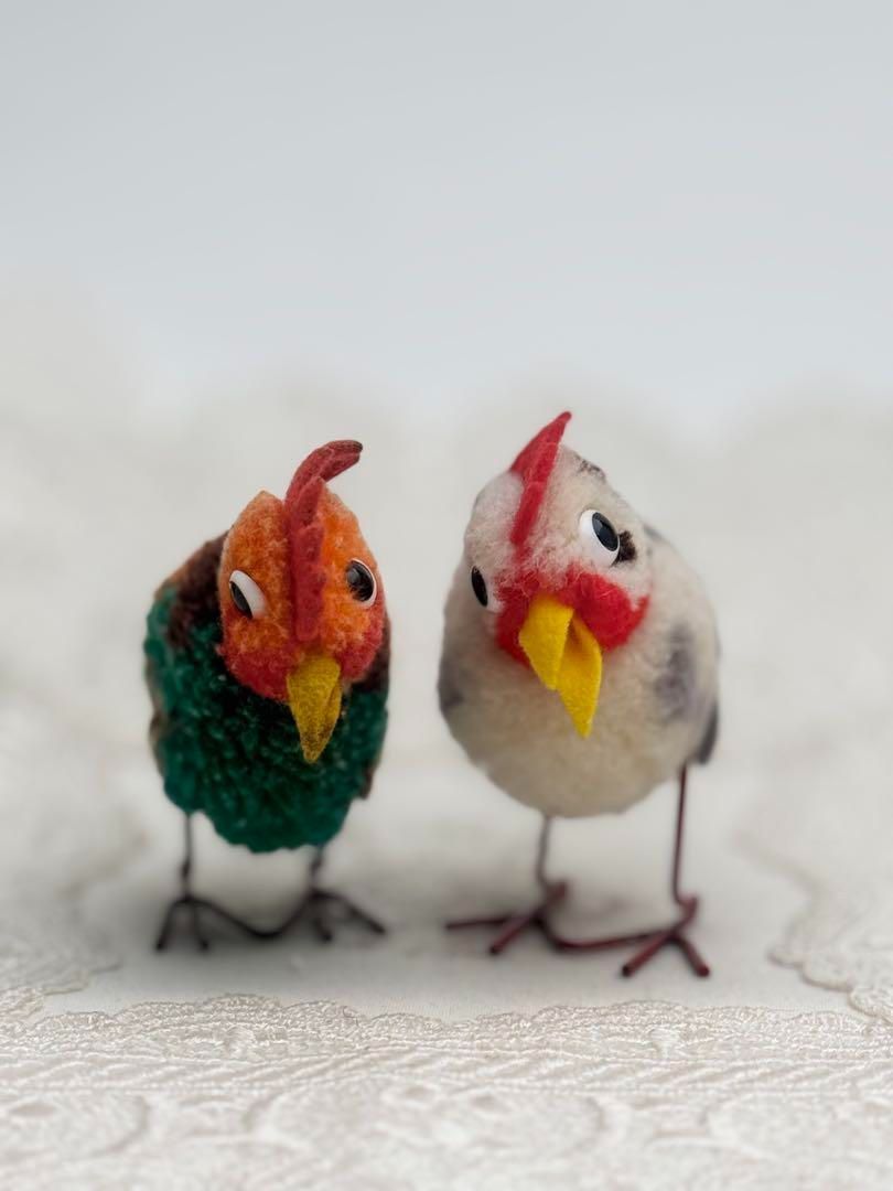 送料無料☆シュタイフ☆Woolen Rooster&Woolen Hen☆ぽんぽんニワトリ