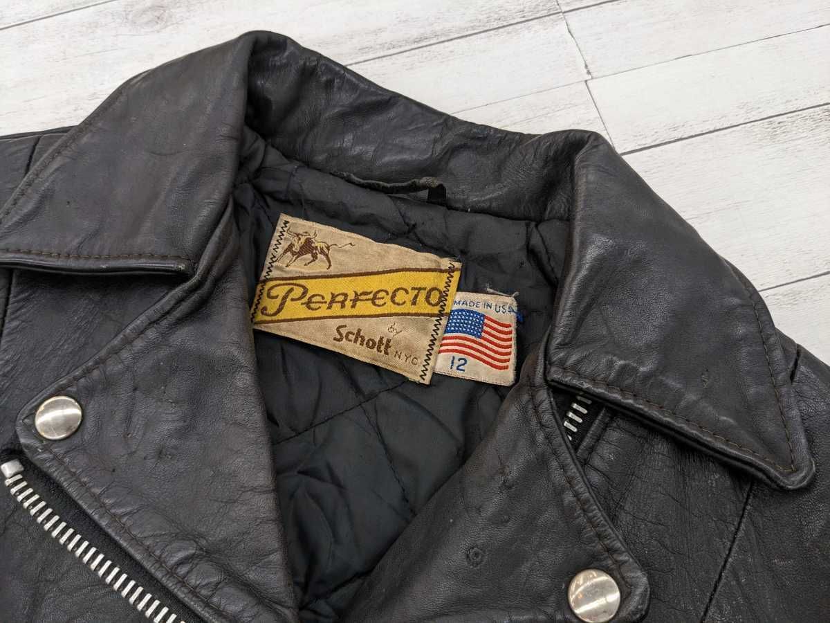 Schott ダブルライダース サイズ12 牛タグ 70s ショート丈