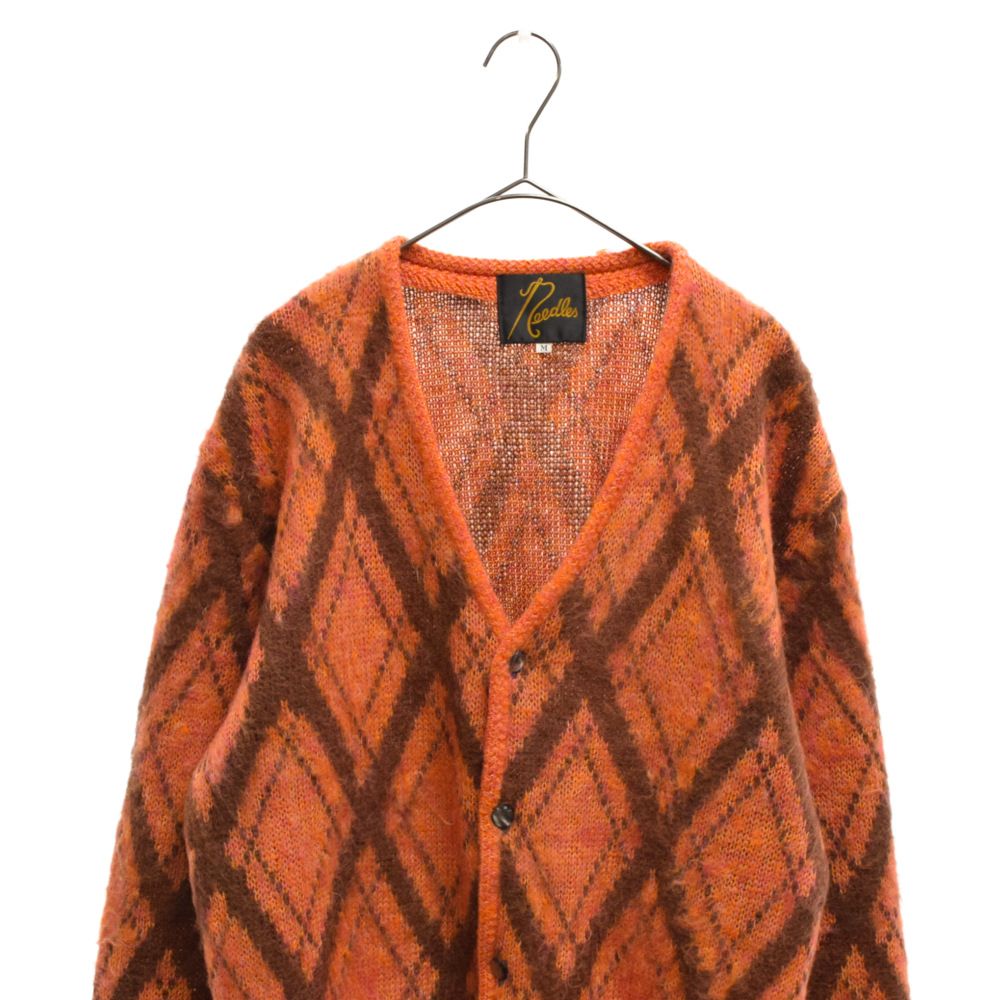 モヘアカーディガン M オレンジ アーガイル ニードルズ needles