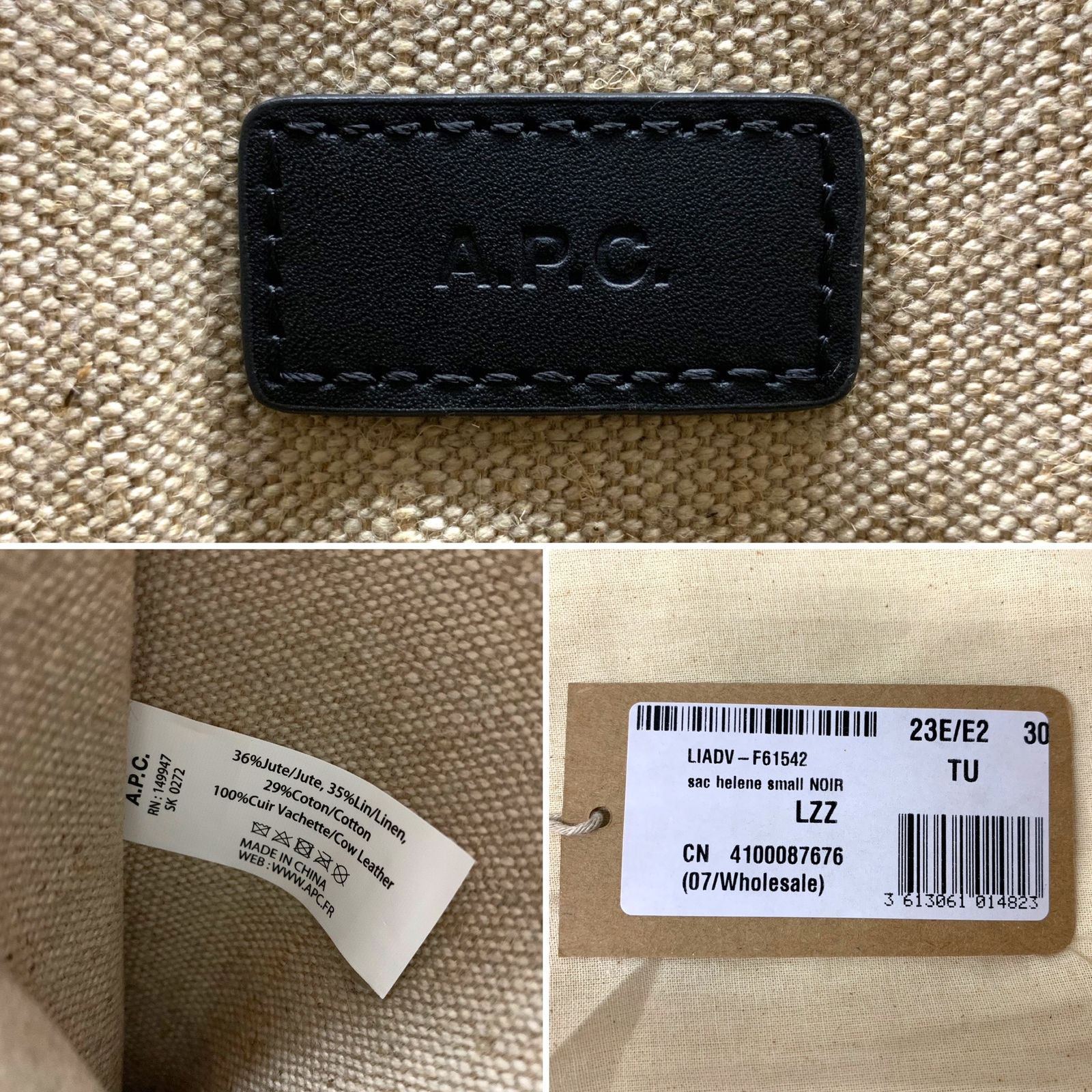 A.P.C. (アーペーセー) ジュート キャンバス×レザー バケツバッグ  