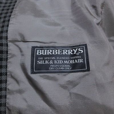 美品　バーバリーズ　WテーラードL 濃灰　サマーウール　背抜き　銀B ホースロゴ 極美品▽BURBERRY バーバリー 8028424 アームライン ロゴ刺繍