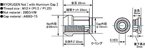 KYO-EI (協永産業) 極限 貫通ナット アルミキャップ付き M12XP1.25 20