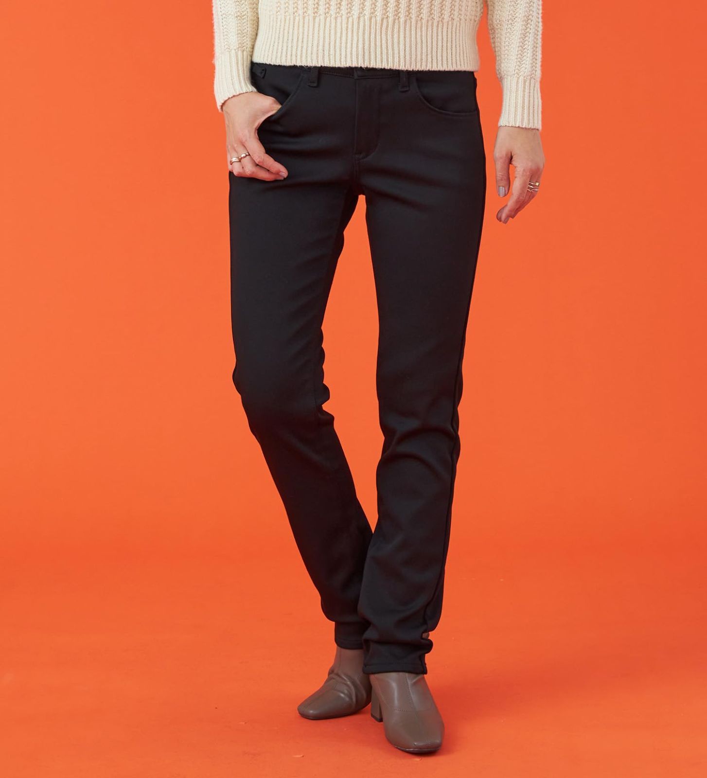 エドウィン ボトムス 冬用 ハタラクロ BODY FIRE スリムストレートパンツ 暖 レディース