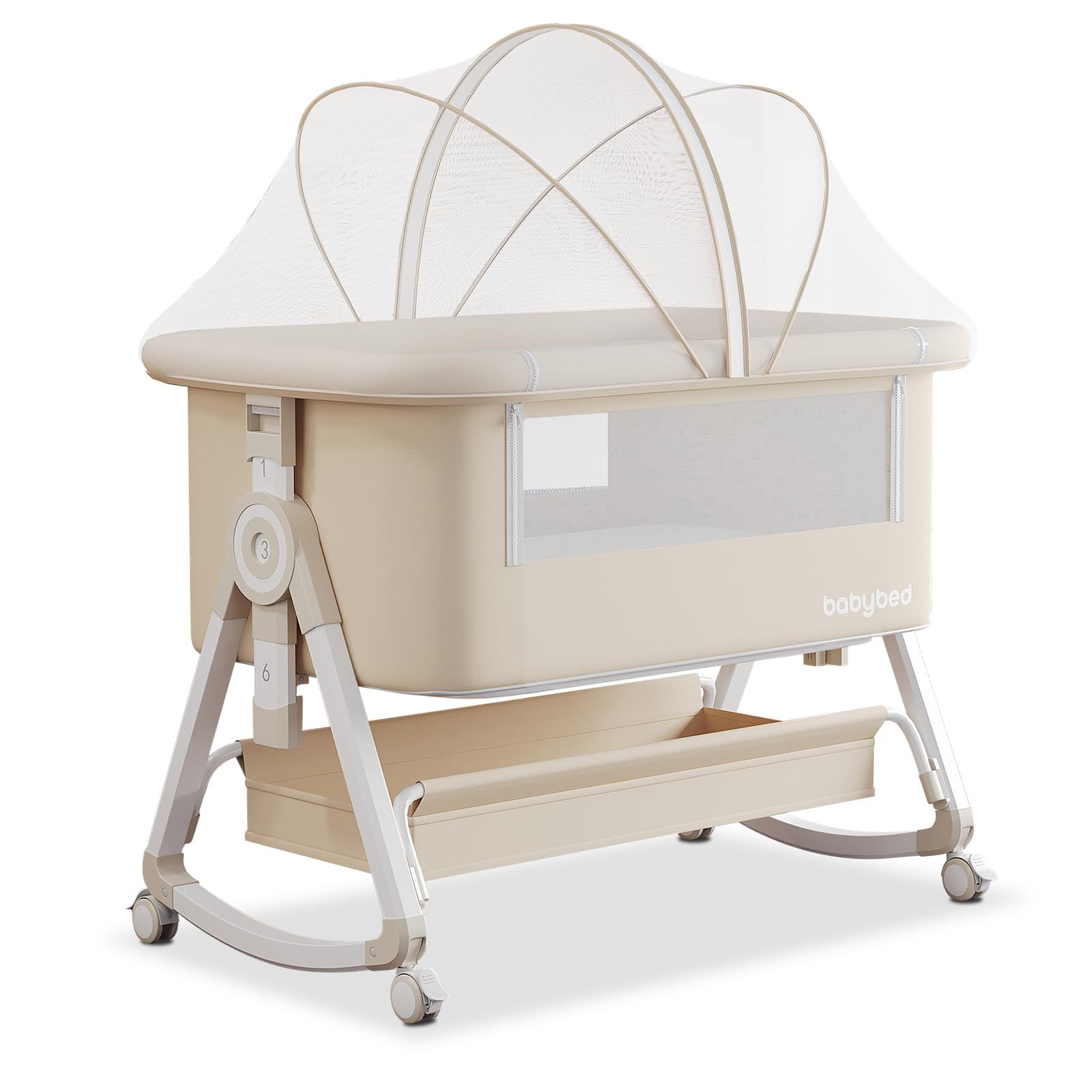 2025最新 ベビーベッド 添い寝ベッド 折畳み 高さ6段調節 乳児用ベッド 新生児ベッド ゆりかご コンパクト 持ち運びしやすい 通気性 洗濯 吐き戻し予防 組み立て不要 0ヶ月 24ヶ月赤ちゃん寝具 babybed 収納かご マットレ