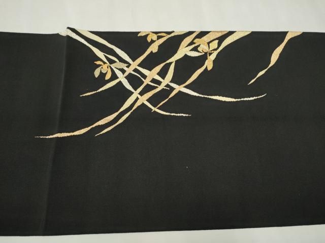 平和屋着物○爪掻き本綴れ 八寸名古屋帯 草花文 金銀糸 正絹 逸品