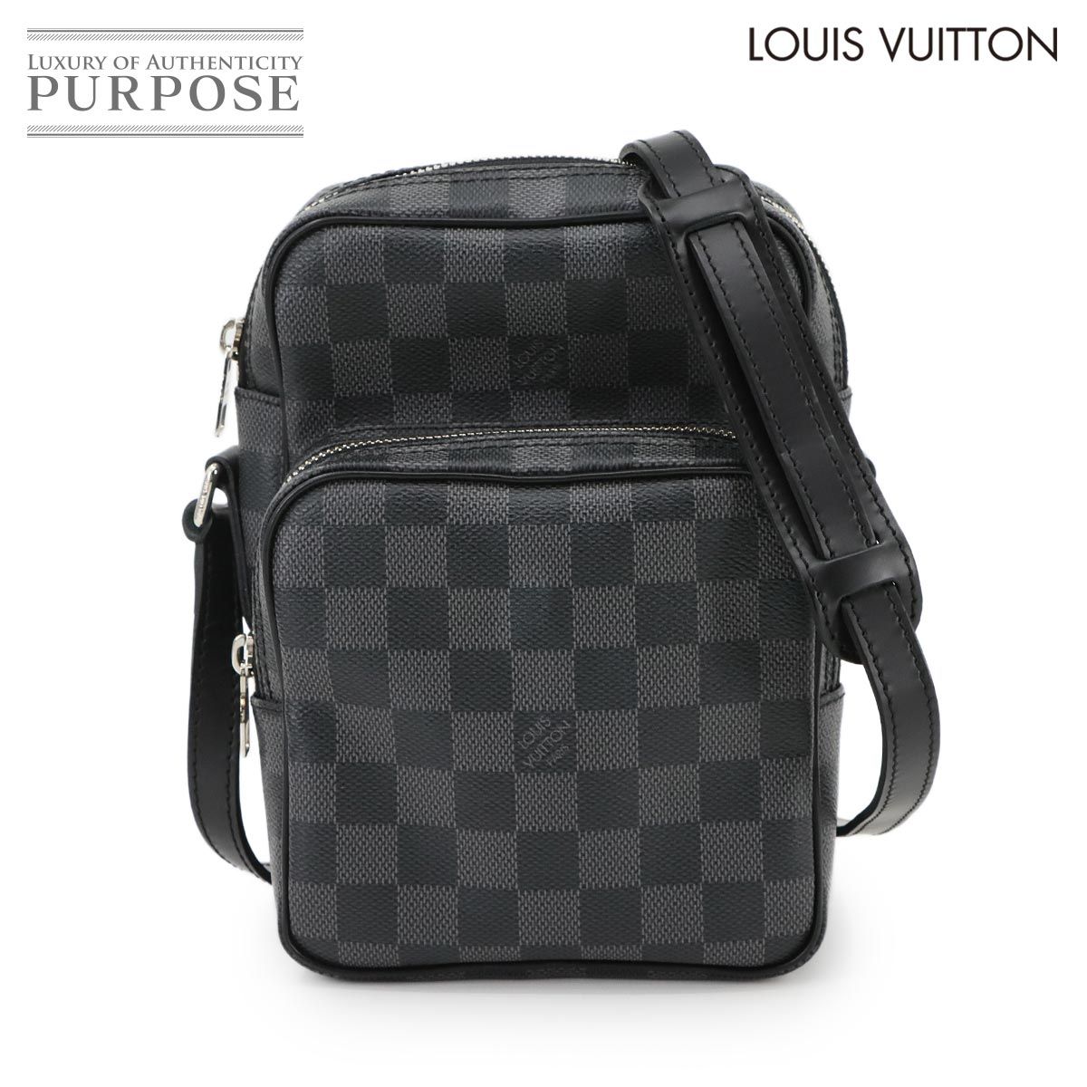 ルイ ヴィトン LOUIS VUITTON ダミエ グラフィット レム ショルダー バッグ ブラック グレー N41446 Rem 90298087
