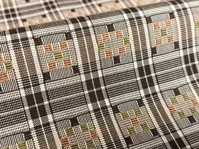 平和屋着物○上質な紬 格子枝花文 正絹 逸品 未使用 CAAU2178yc