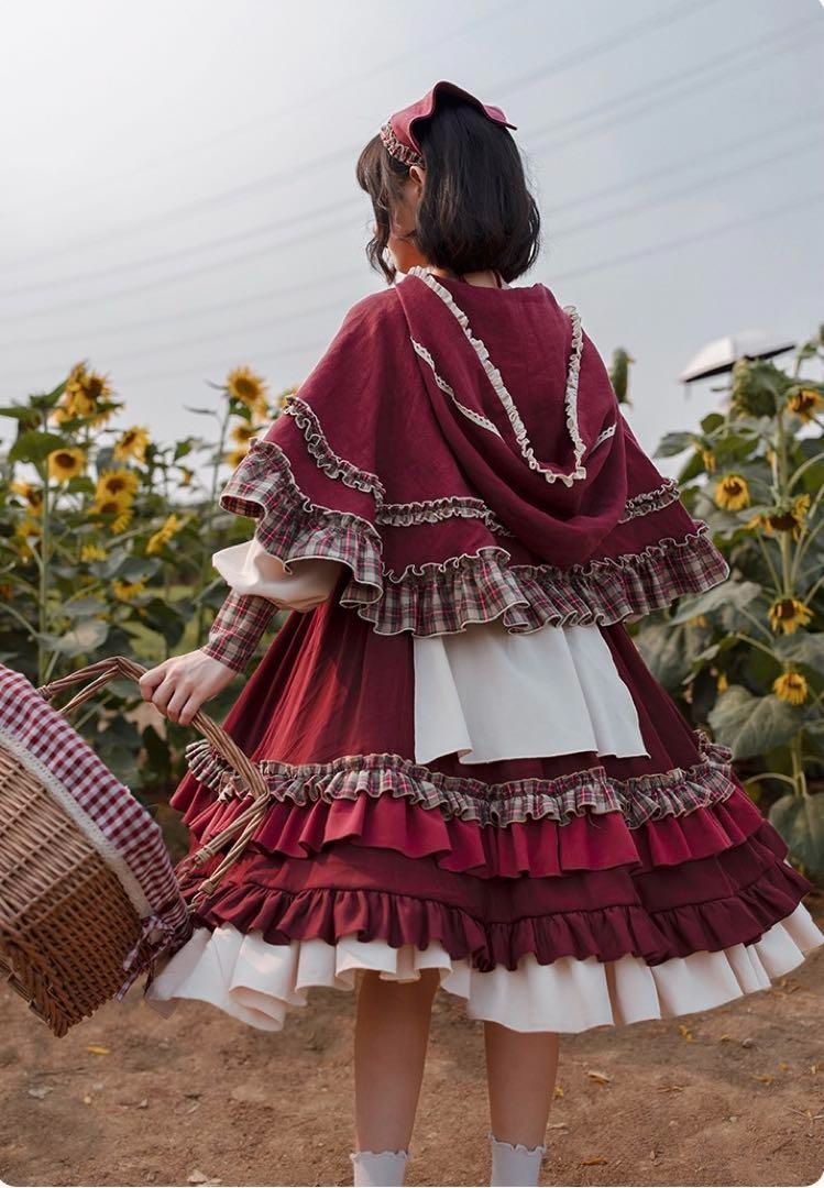 ♥ ロリータひざ丈チェック柄ワンピース＆ケープセット 普段着女子会 WWW_IMPECCABLEHEALTHCARESERVICES_COM