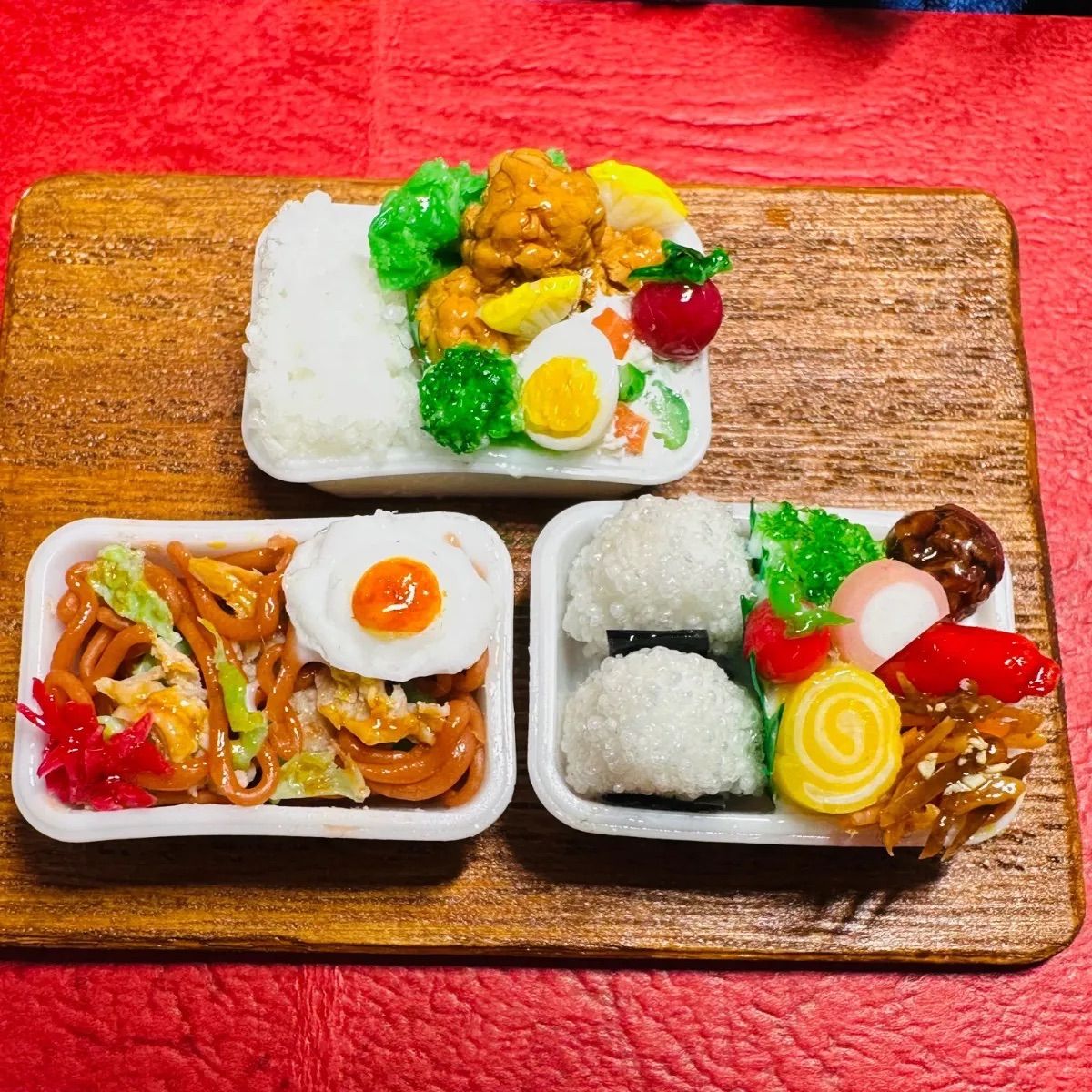 592 3種類のお弁当セット⭐️ミニチュアフード 唐揚げ 焼きそば