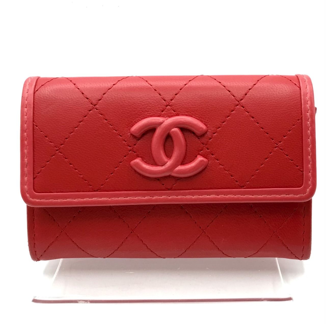 良品 CHANEL シャネル ココマーク マトラッセ ラムスキン コンパクト