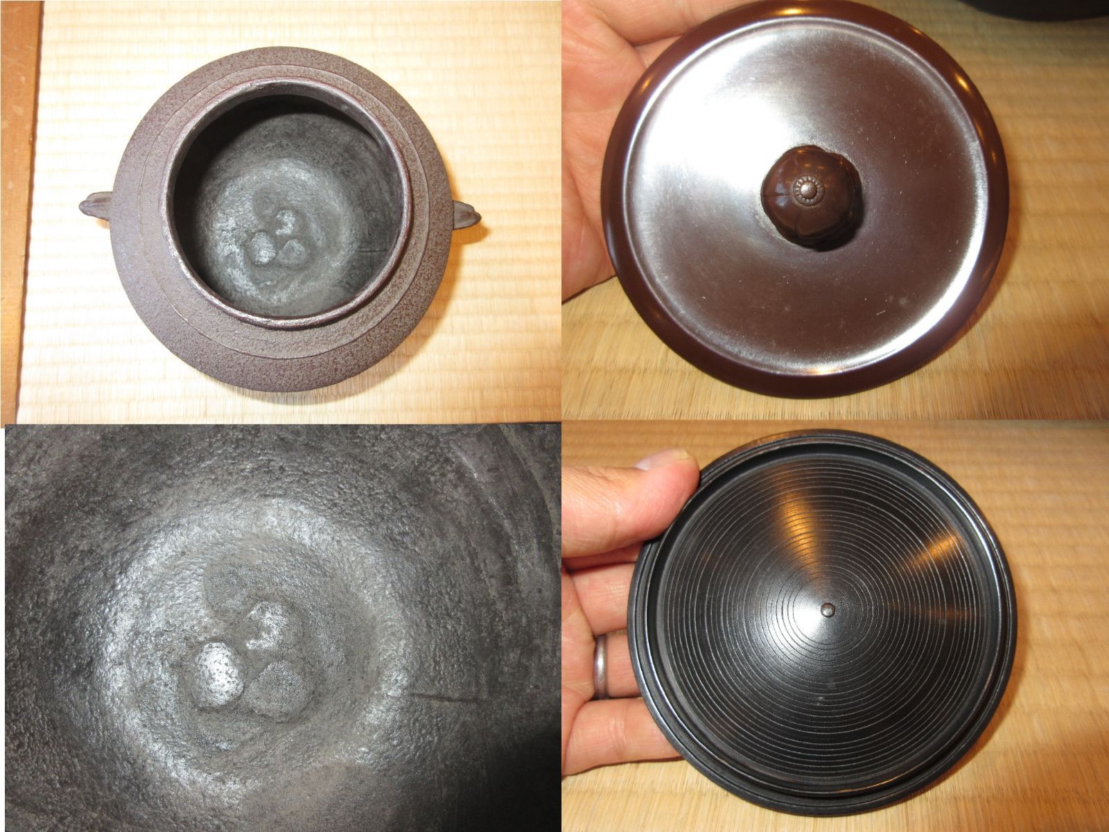 逢絢亭】茶道具 風炉釜 車軸釜 亀甲地紋 日展審査員 横倉嘉山 共