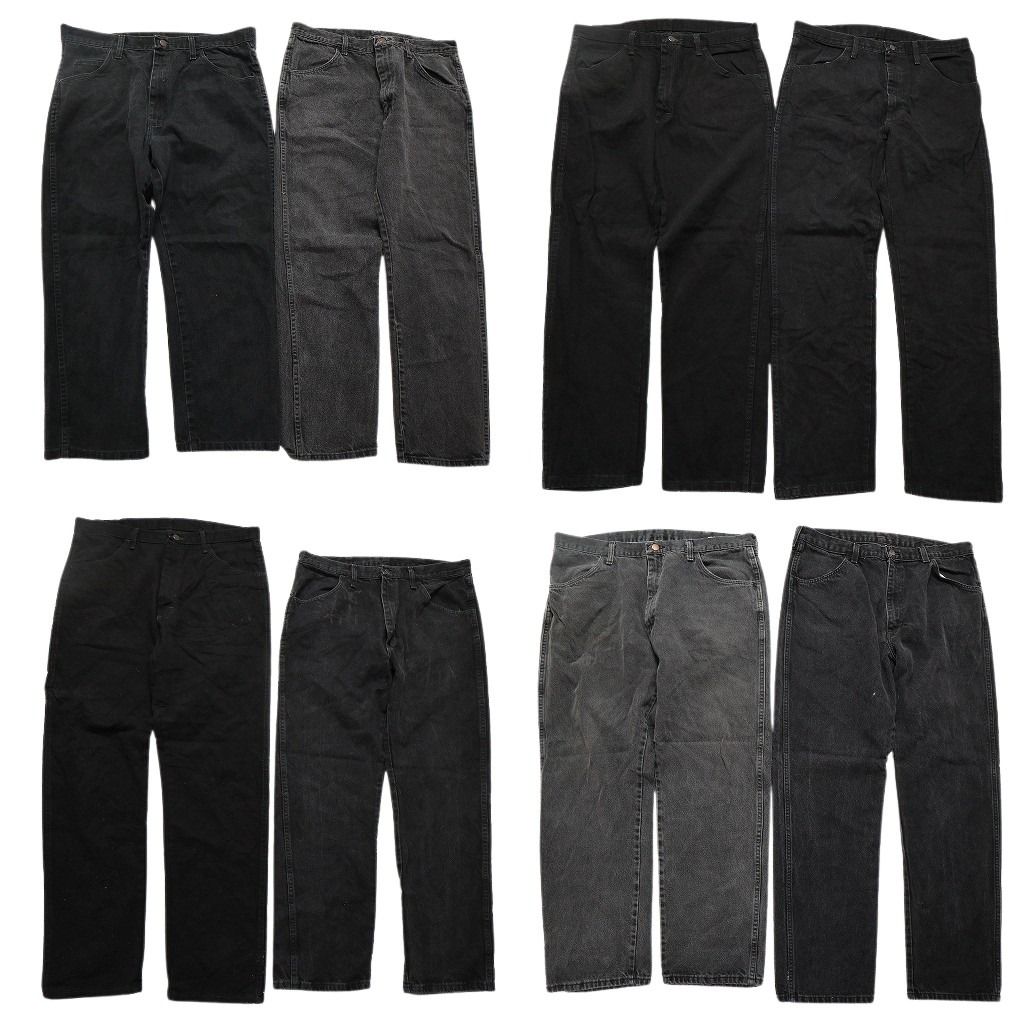 古着卸 RUSTLER ラスラー ブラックデニム パンツ 8枚セット メンズ 36 38 アタリ フェード 古着 NC1278