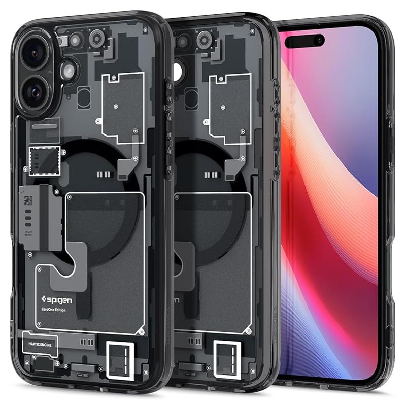 Spigen iPhone 16 ケース クリア MagSafe対応 耐衝撃 ストラップホール 黄変防止 バンパー 米軍MIL規格 ウルトラ・ハイブリッド・マグフィット ACS08208 (ゼロ・ワン)