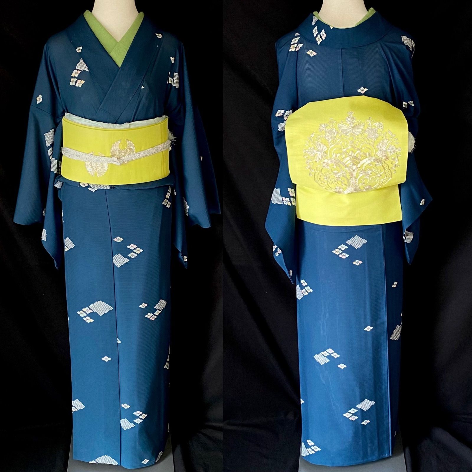 ⭕年末セール⭐薄ペパーミント銀彩⭐花柄小紋⭐やまと謹製⭐ ⭕年末セール⭐薄ペパーミント銀彩⭐花柄小紋⭐やまと謹製⭐小紋 着物