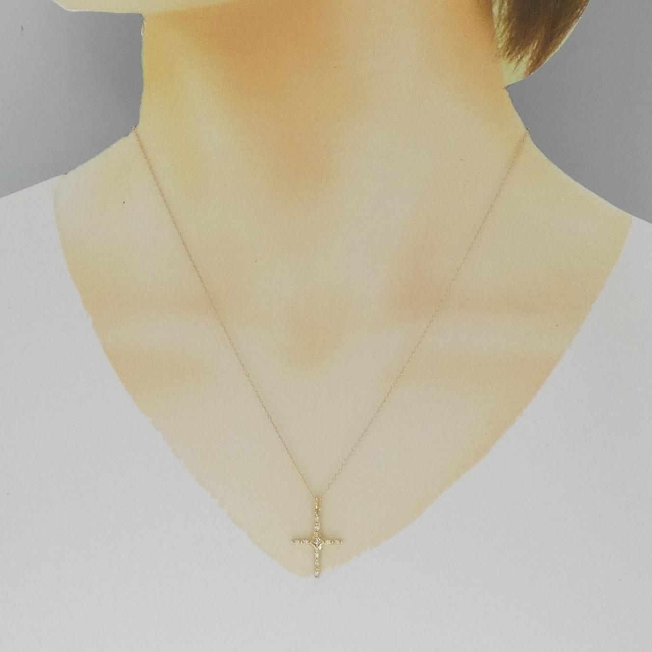 K10YG クロス ダイヤモンド ネックレス 0.06CT - メルカリ