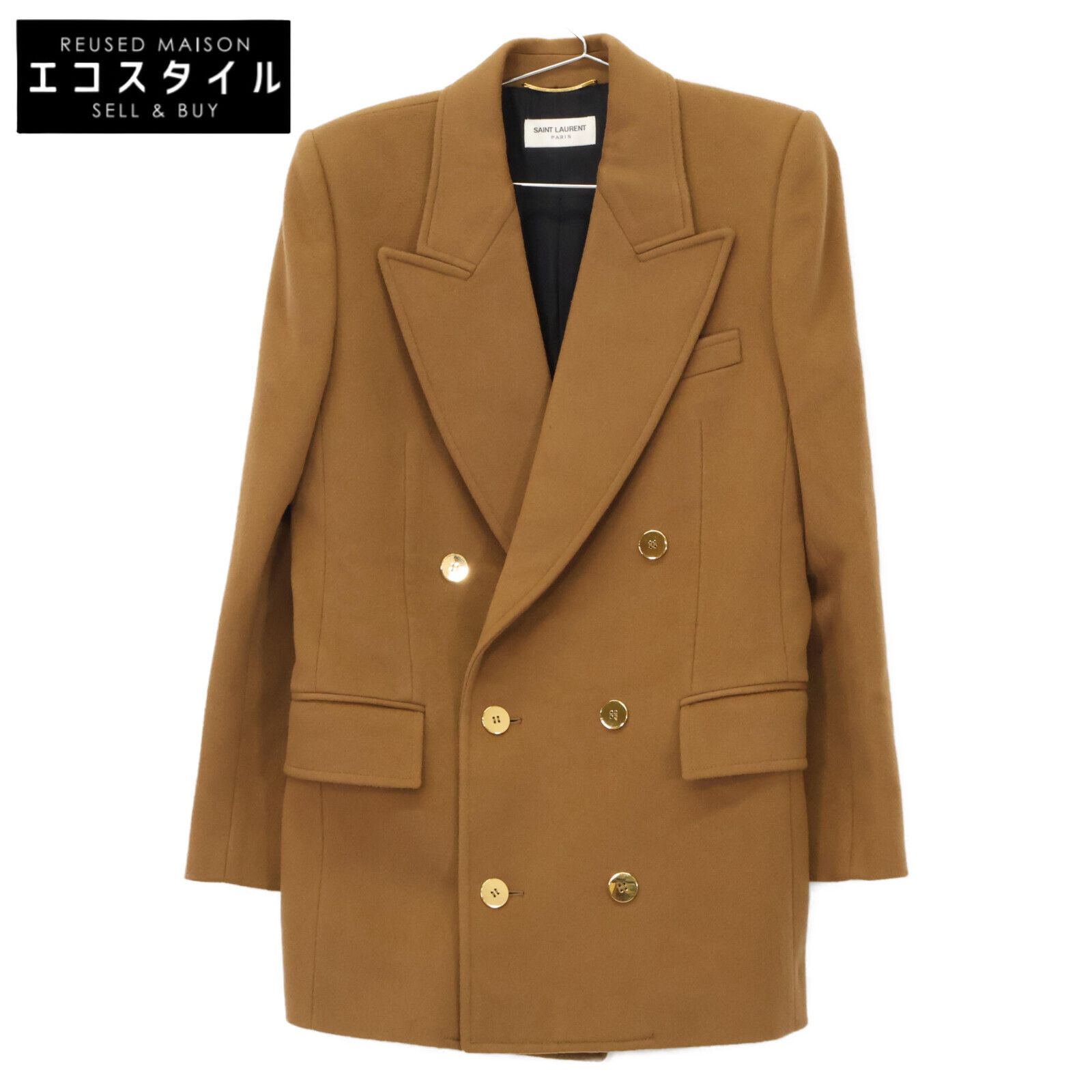 SAINT LAURENT PARIS サンローランパリ ブラウン カシミヤ混 ダブル