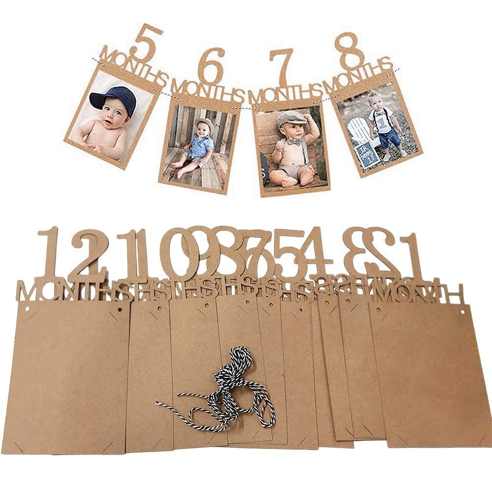 1歳 赤ちゃん フォトフレーム バースディ パーティー 飾り付け お祝い 壁掛け ガーランド 装飾 写真 飾り フォトガーランド 写真フレーム 12ヶ月 写真立て 記念日 LOYELEY 結婚式
