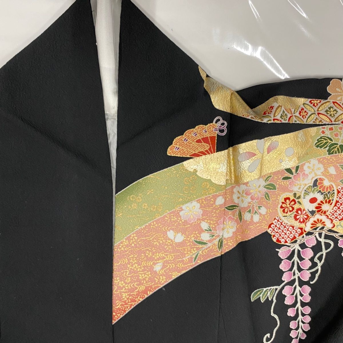 振袖 身丈164.5cm 裄丈69cm L 袷 熨斗 梅 金彩 金糸 黒 正絹 名品 WWW_WOWDIGSITE_COM