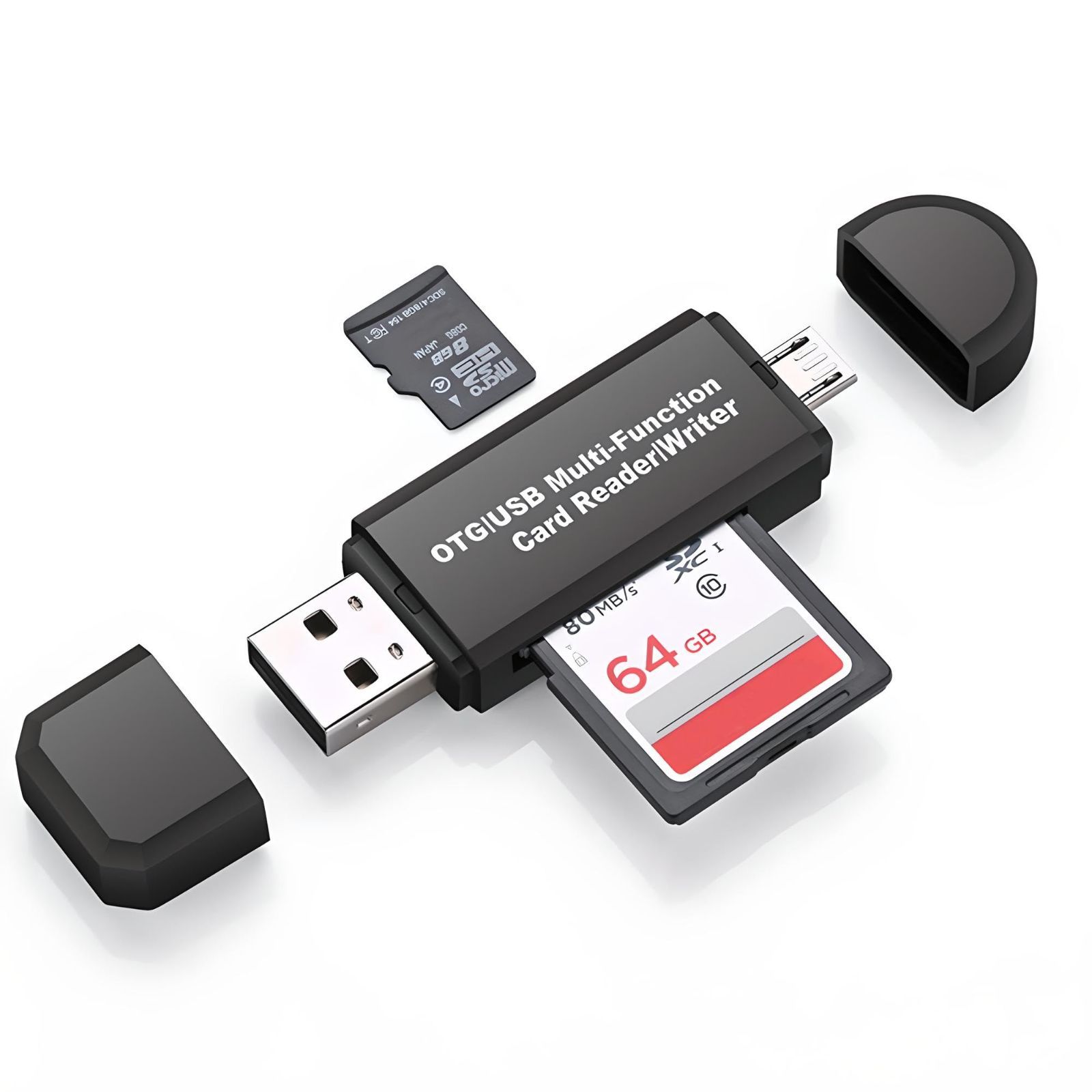 [Stock sale] (USB 2.0 terminal, compatible with models such as micro MacBook, Huawei/Xperia/ASUS/Android, etc., USB terminal, Windows/New USB/USB connection, SD card compatible, micro SD/micro OTG black) multi-function