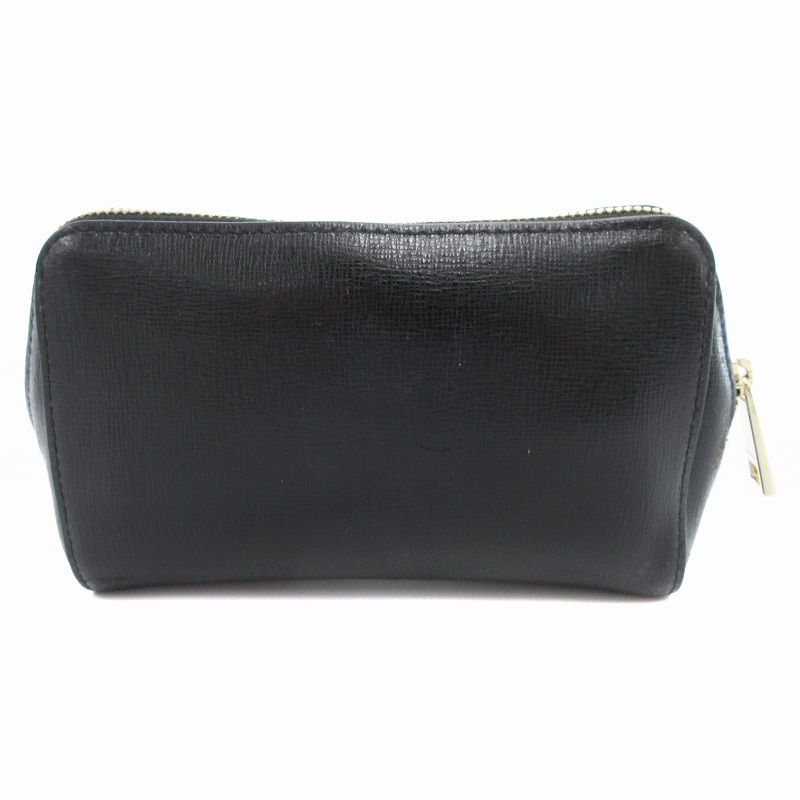 FURLA 黒 レザー ポーチ ストラップ付き フルラ FURLA スマホショルダー （ブラック） -waja bazar