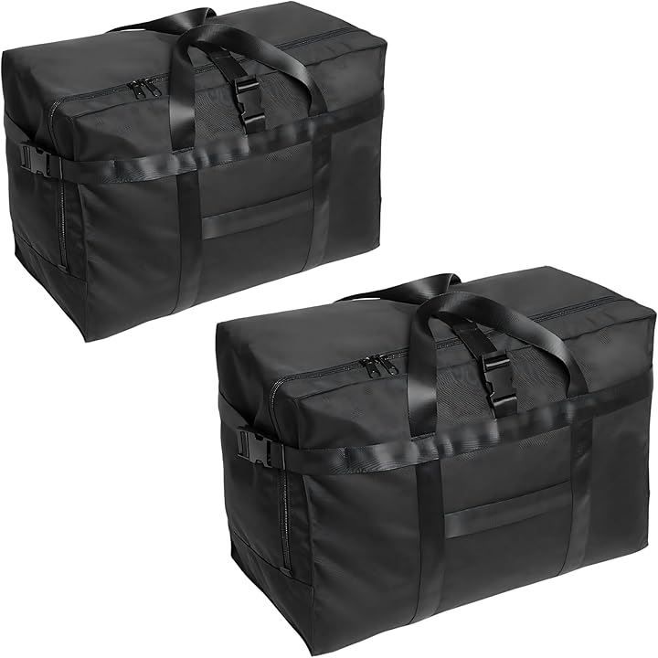 Team One Day TeamOneDay 折りたたみ 旅行バッグ 大容量 防水 圧縮できるベルト キャリーオン ボストンバッグ 無料機内預けサイズ トラベルバッグ キャンプ アウトドア ブラック 75L＆120L2個セット