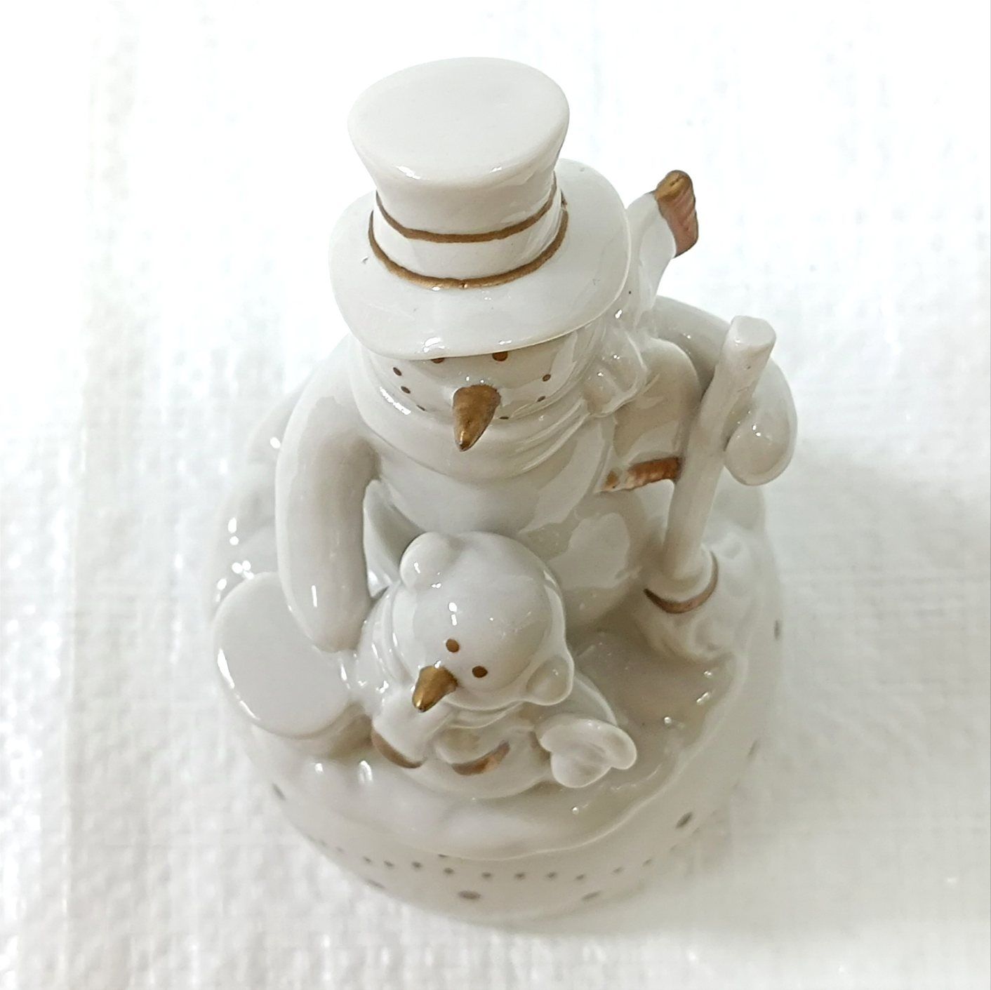 陶器製 スノーマン 雪だるまのジュエリーボックス 小物入れ 未使用