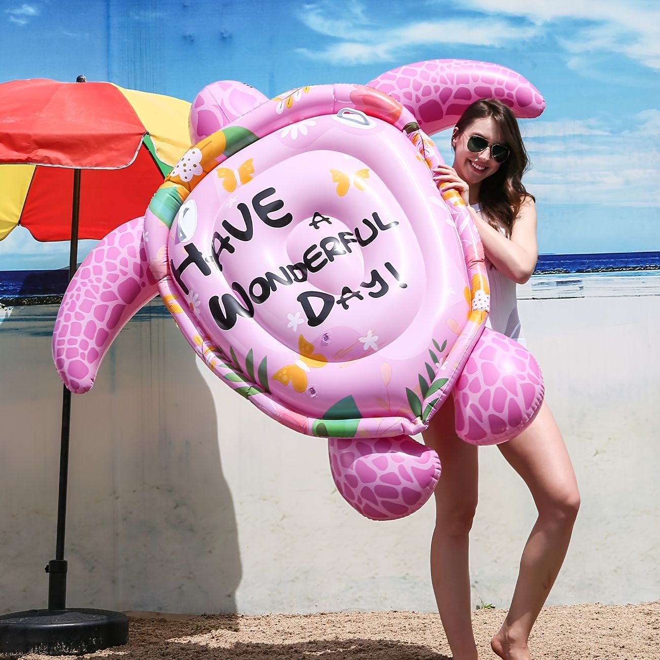 浮き輪 プール フロート カメ 亀 ウミガメ 水上ベッド 大人用プールフロートチェア ピンク グリーン 海 ビーチ プール 一人用 海水浴 日光浴 水遊び プール用品 アウトドア SNS映え オシャレ ユニーク ナイトプール