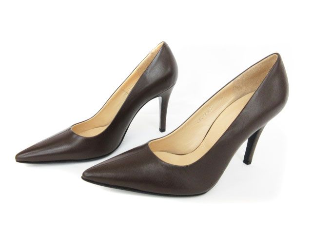 クラネ CLANE パンプス ハイヒール センターライン レザー 牛革 ベーシック シンプル 36 茶 ブラウン cys1206