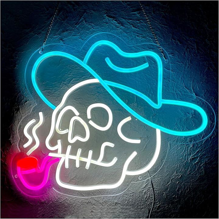 Flatland 骸骨 ネオンサイン LED ネオン看板 壁掛け 吊り下げ両用 BAR