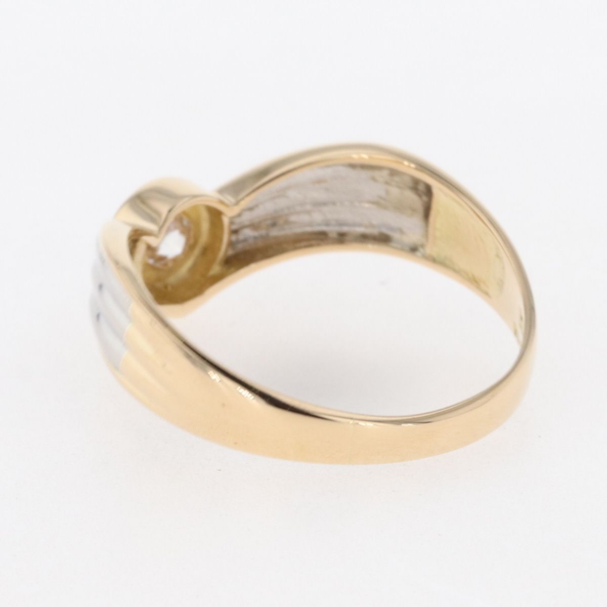 ダイヤモンド デザインリング プラチナ K18 イエローゴールド 指輪 