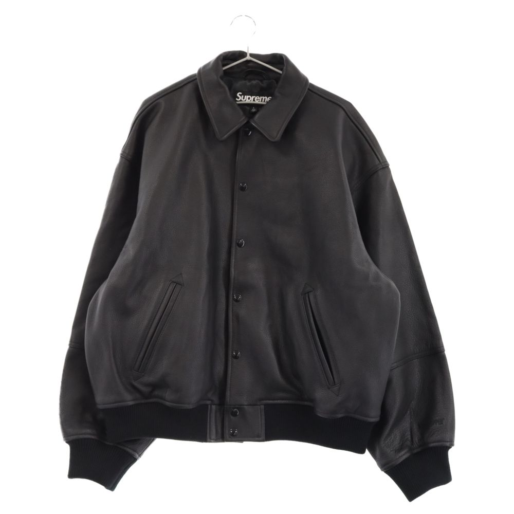 SUPREME (シュプリーム) 23AW GORE-TEX Infinium WINDSTOPPER Leather Varsity Jacket  ゴアテックス インフィニアム ウインドストッパー レザー バーシティ ジャケット ブラック