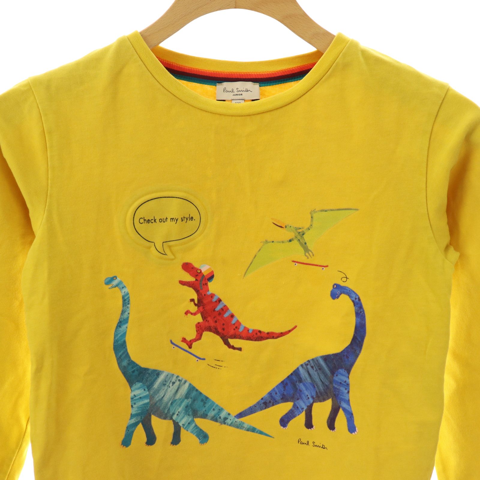 ポールスミス PAUL SMITH JUNIOR Tシャツ 長袖 恐竜 120cm 黄 イエロー