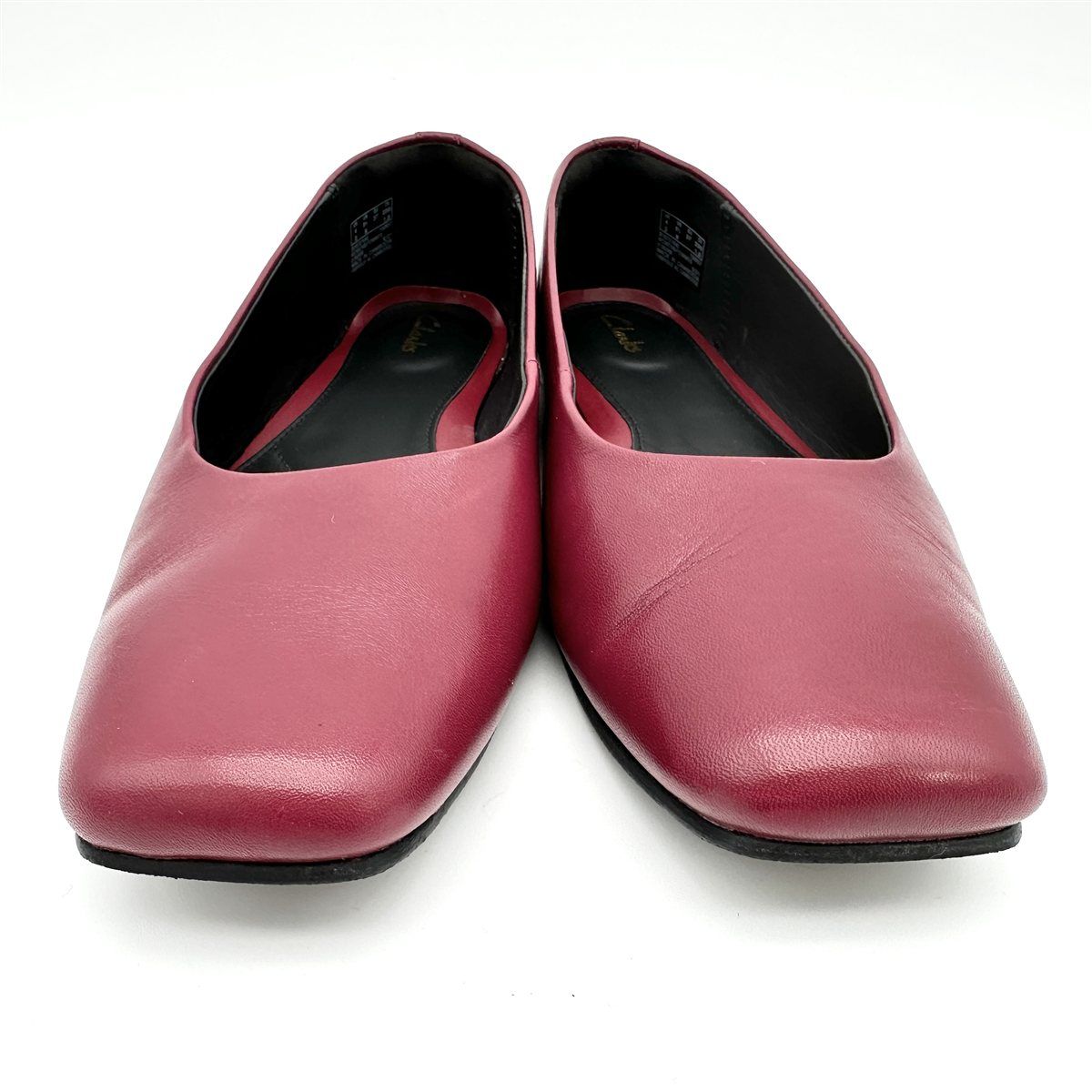 Clarks フラットシューズ 本革 スクエアトゥ レッド 1979T