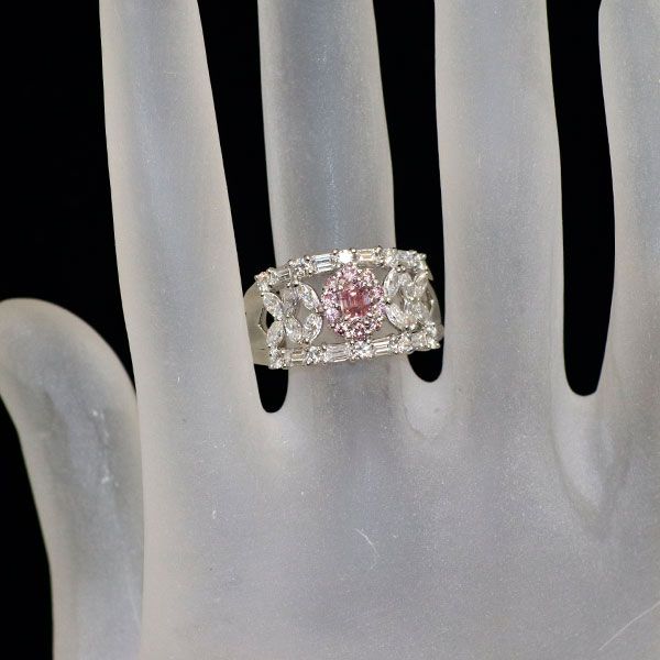 Pt950 天然ビビッドピンクダイヤモンド リング 0.282ct FVPP I1