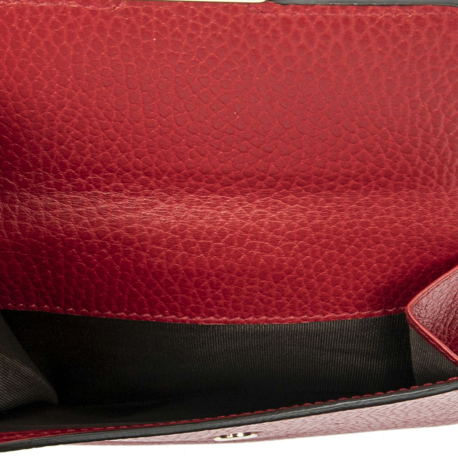 グッチインターロッキングGコンパクトウォレット赤グレインカーフスキンレザーA