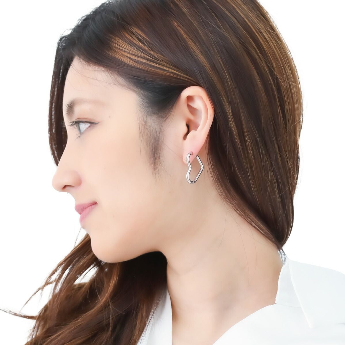 ピアス レディース サージカルステンレス 中折れ フープ ハート 