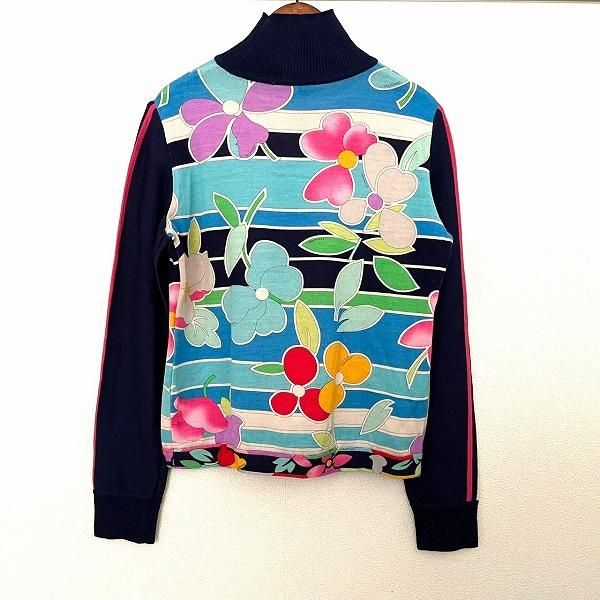 LEONARD SPORT　レオナール　ニット　花柄 wnc レオナールスポーツ LEONARD SPORT ニット セーター 40 紺 水色 花