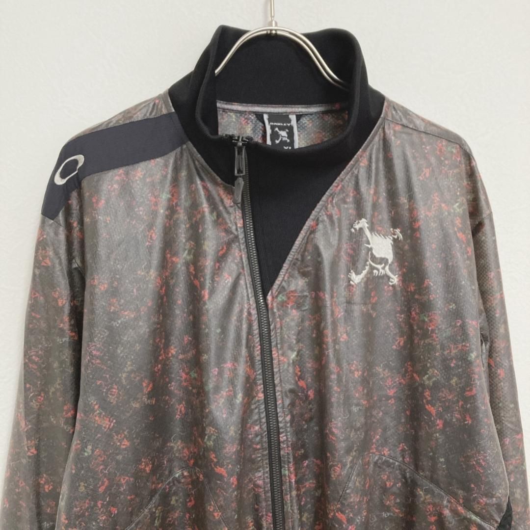 OAKLEY ジップナイロンジャケット 総柄ブルゾン XL