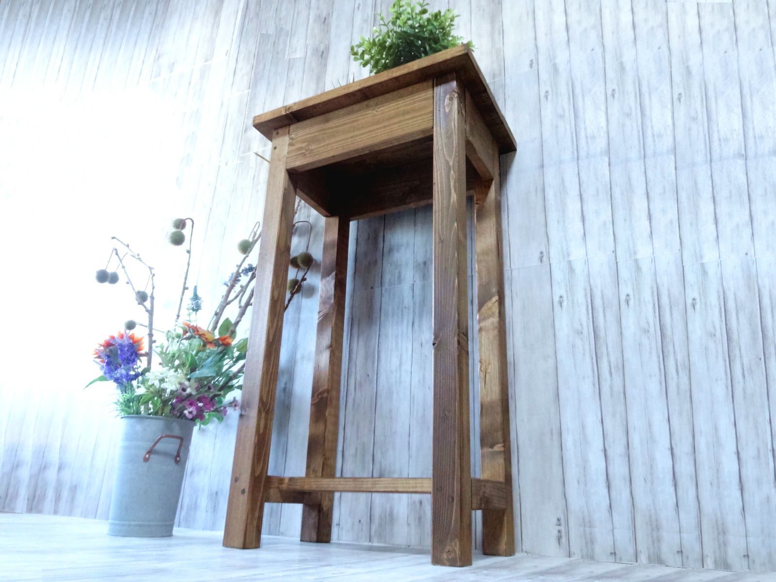 サイドテーブル チーク材 真鍮 ダークブラウン サイドテーブル チーク