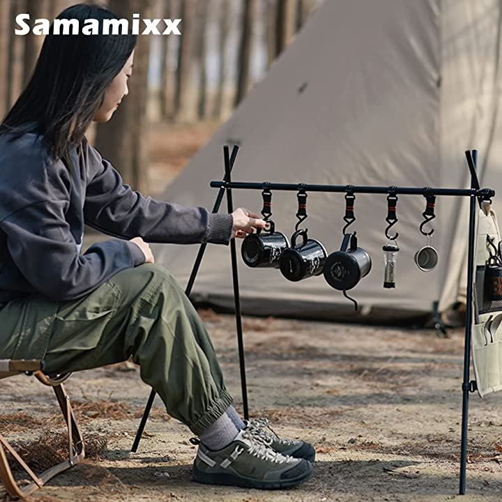 Samamixx ハンギングラック ランタンスタンド 食器収納バッグ フック6 ...