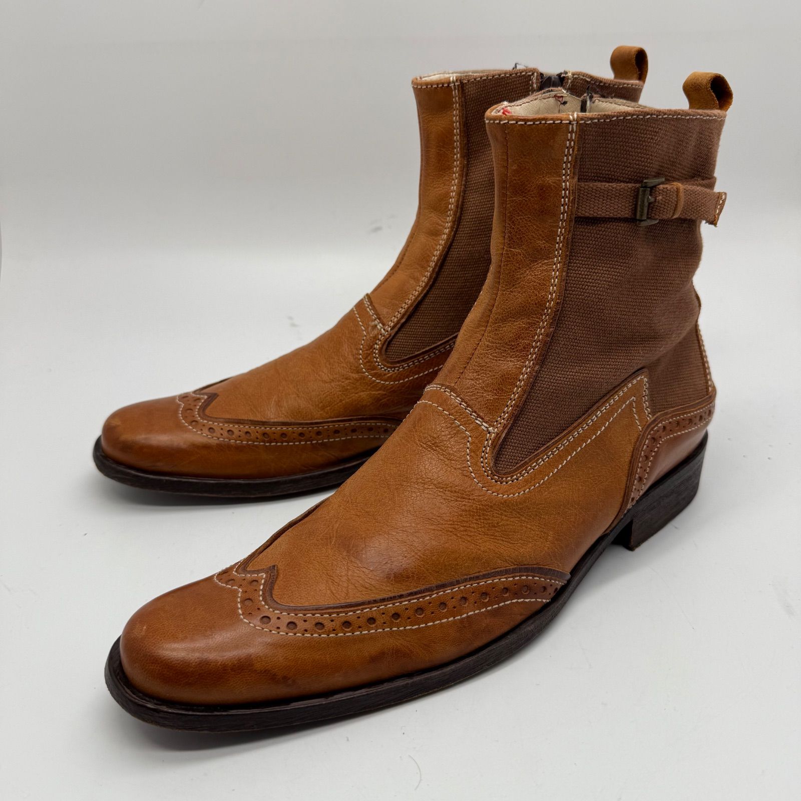 00s archive real leather sidezip boots Prada Sport archive side